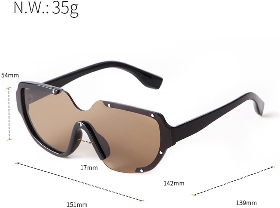 MUTYNE Fashion Rivet One Piece Sunglasses Women Men Trendy Futuristic Oversized Green Siamese Sun Glasses - Image 3