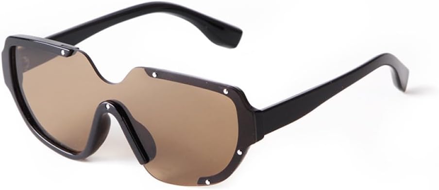 MUTYNE Fashion Rivet One Piece Sunglasses Women Men Trendy Futuristic Oversized Green Siamese Sun Glasses