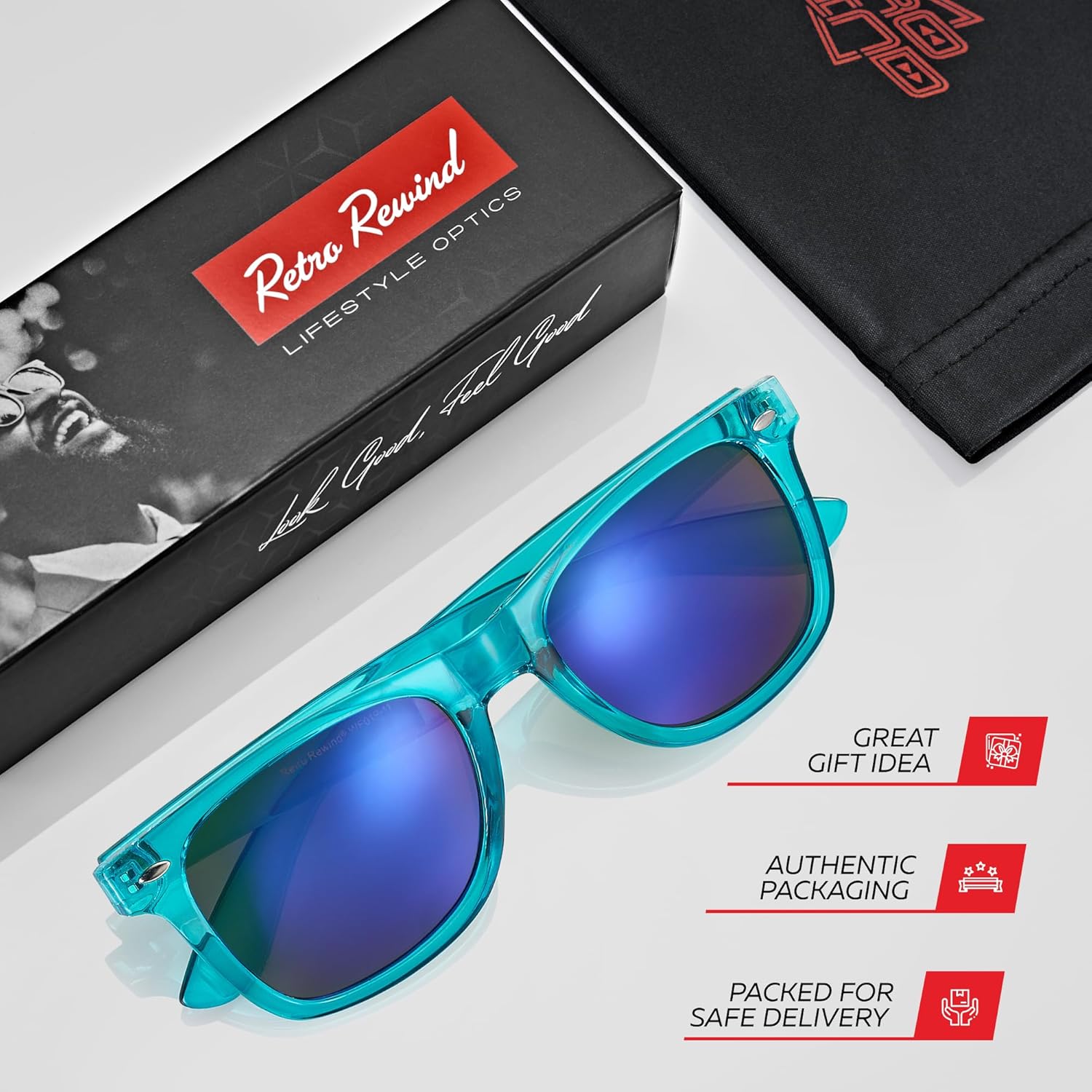 Retro Rewind Translucent Frame Colorful Neon 80s Mirrored Sunglasses for Men Women - Image 4