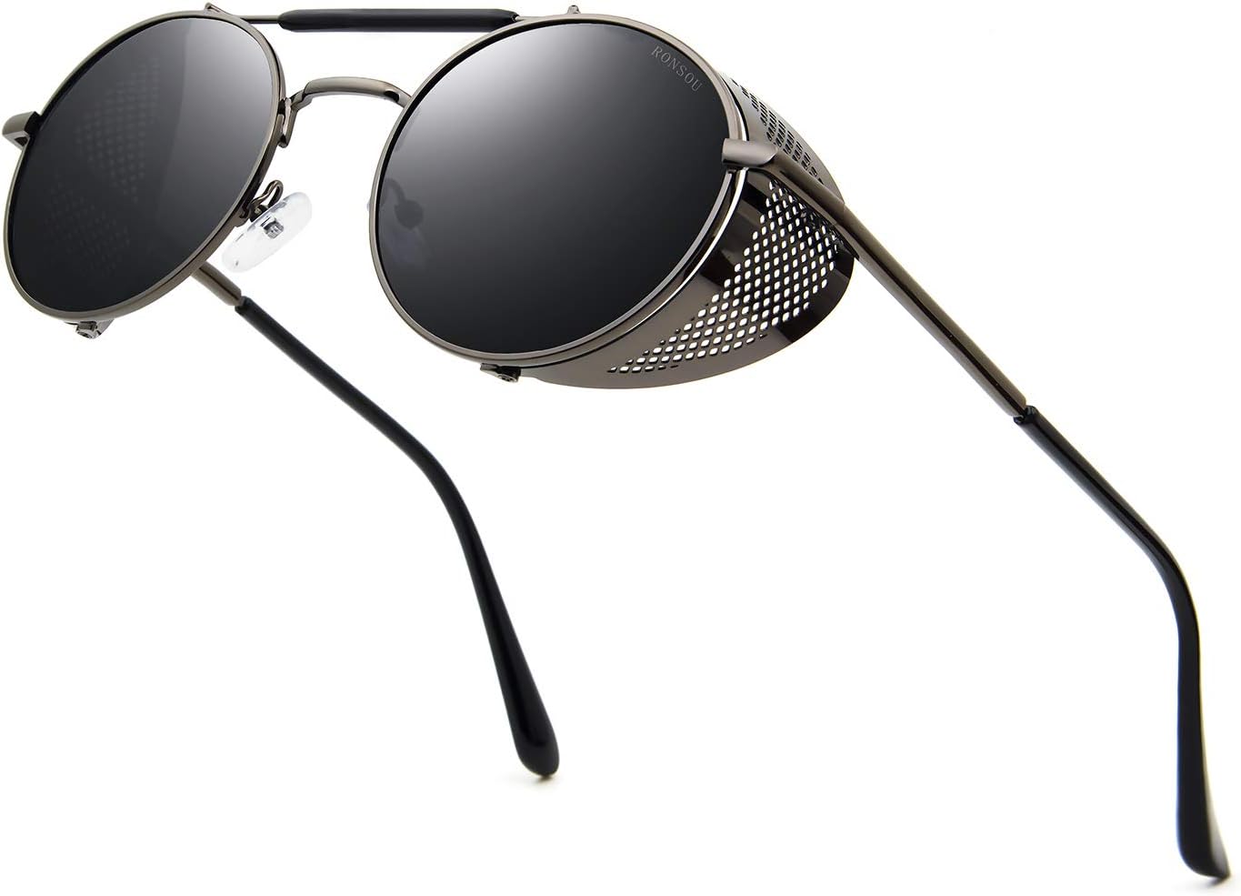 RONSOU Steampunk Style Round Vintage Polarized Sunglasses Retro Eyewear UV400 Protection Matel Frame - Image 21