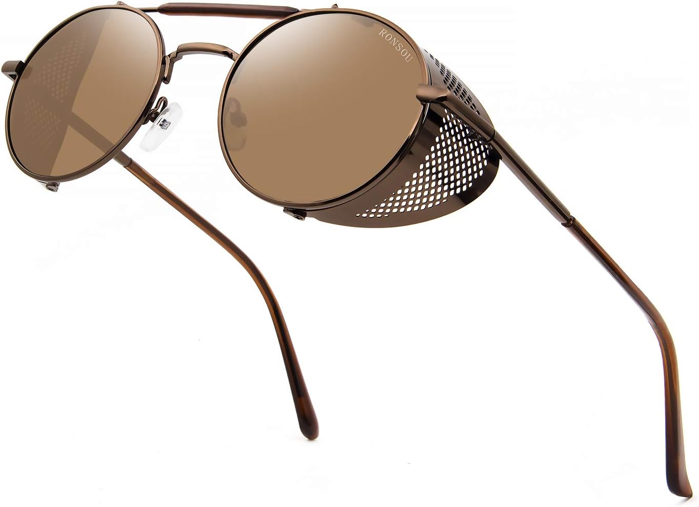 RONSOU Steampunk Style Round Vintage Polarized Sunglasses Retro Eyewear UV400 Protection Matel Frame - Image 22