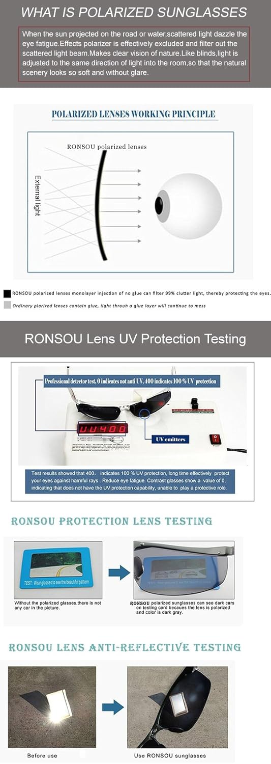 RONSOU Steampunk Style Round Vintage Polarized Sunglasses Retro Eyewear UV400 Protection Matel Frame - Image 6