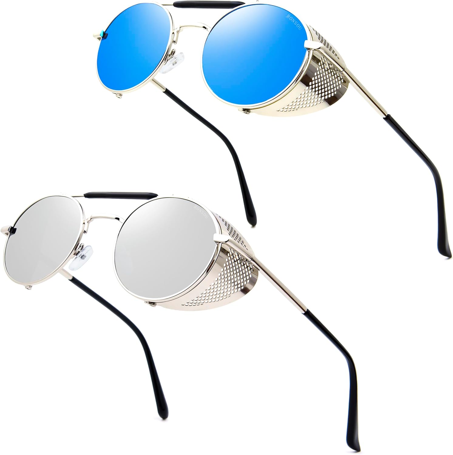 RONSOU Steampunk Style Round Vintage Polarized Sunglasses Retro Eyewear UV400 Protection Matel Frame - Image 29