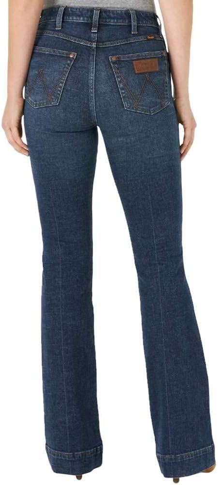 Wrangler Women's Retro High Rise Bailey Bootcut Dark Wash Trouser Jeans Sara